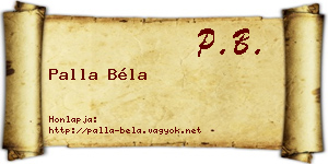 Palla Béla névjegykártya